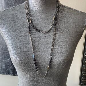 Cookie Lee Silver and Black Layered Necklace